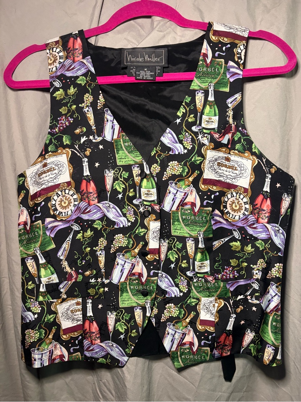 Nicole Miller Champagne Print Vest size medium